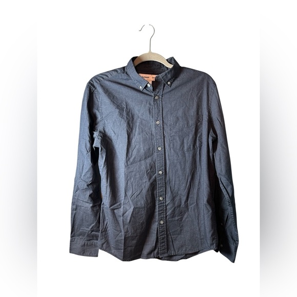 Old Navy Slim Fit Button-Up Shirt Men’s Small Chambray Blue Long Sleeve - Picture 1 of 4